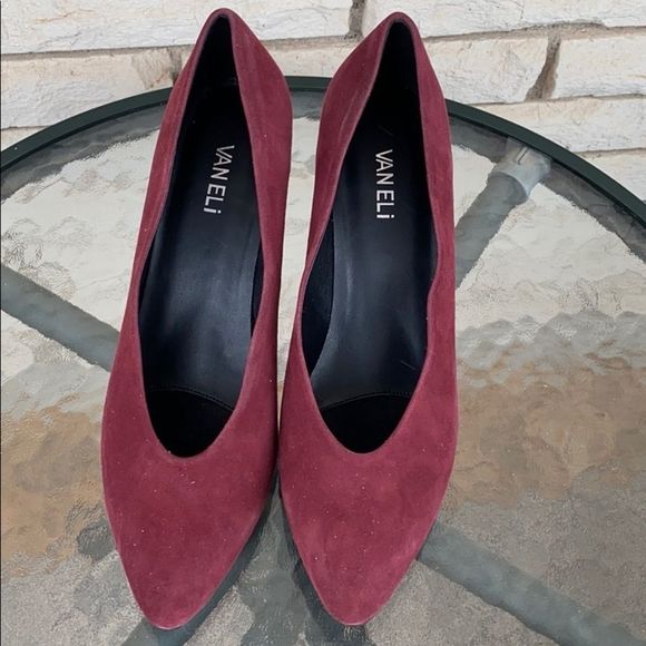 Wine Suede Pumps - Picture 4 of 5